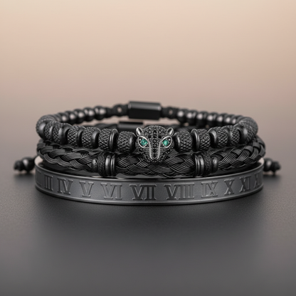 Leopard Head 3pcs/set Stainless Steel Bracelet