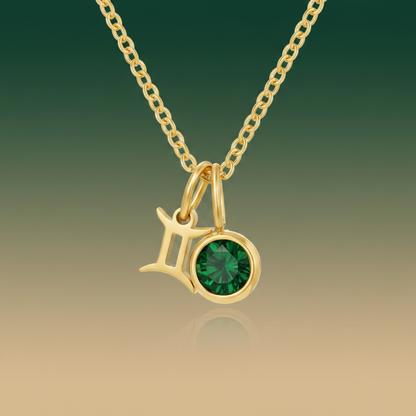 Zirconia Birthstone and Zodiac Stainless Steel Necklace