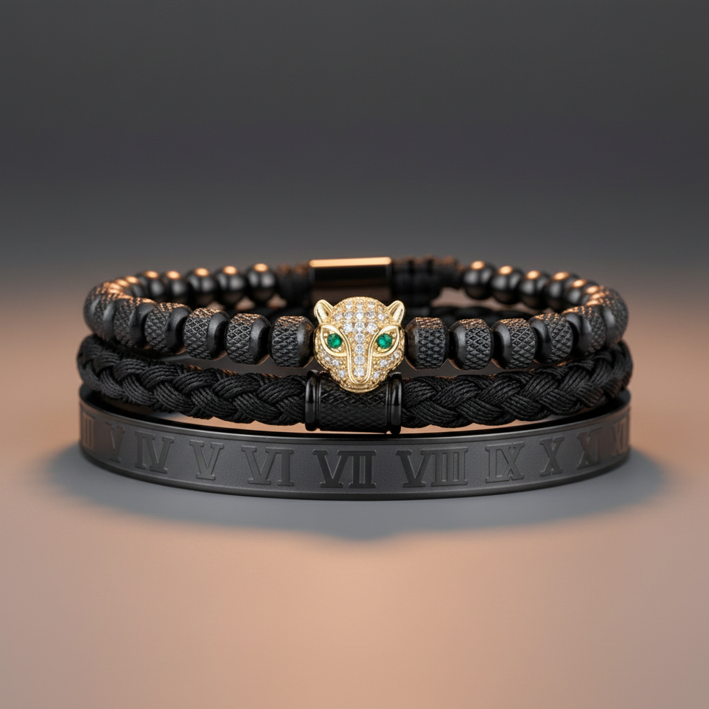 Leopard Head 3pcs/set Stainless Steel Bracelet