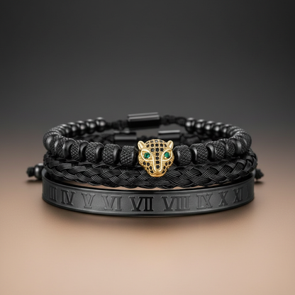 Leopard Head 3pcs/set Stainless Steel Bracelet