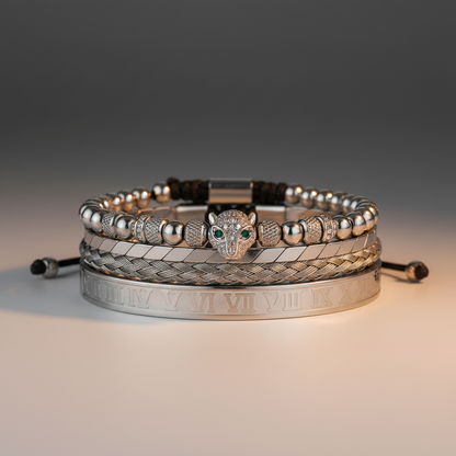 Leopard Head 3pcs/set Stainless Steel Bracelet
