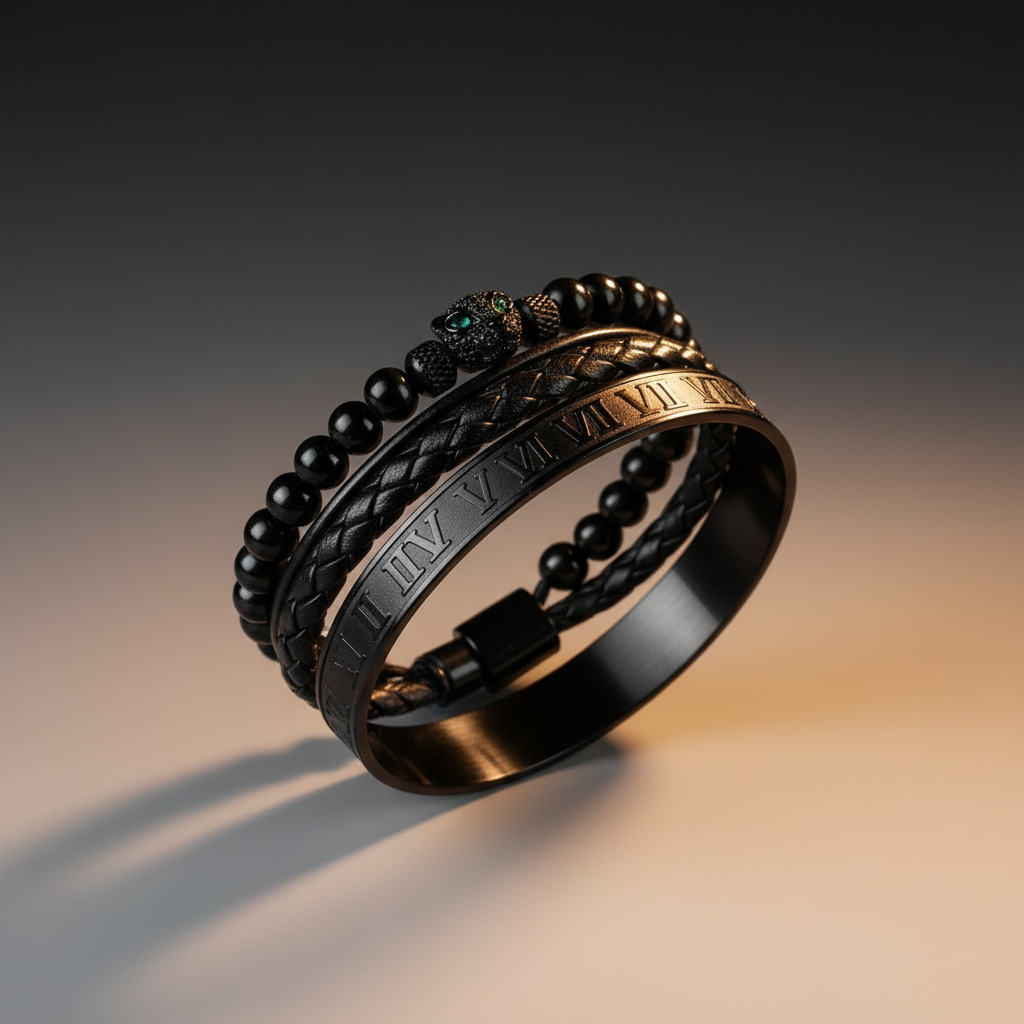 Leopard Head 3pcs/set Stainless Steel Bracelet