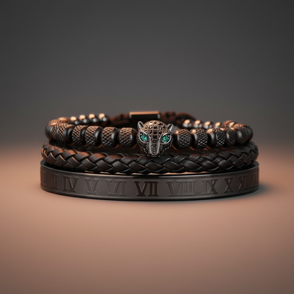 Leopard Head 3pcs/set Stainless Steel Bracelet