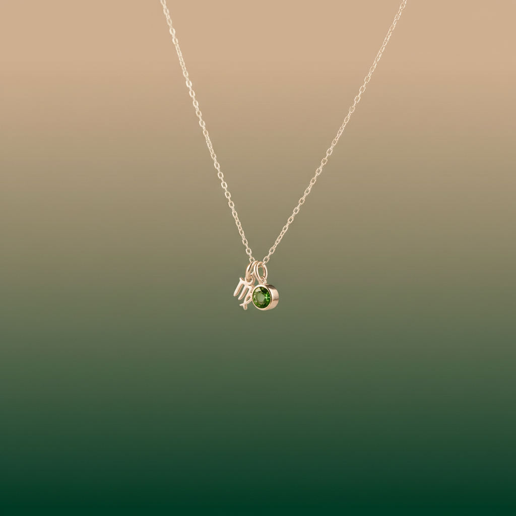 Zirconia Birthstone and Zodiac Stainless Steel Necklace