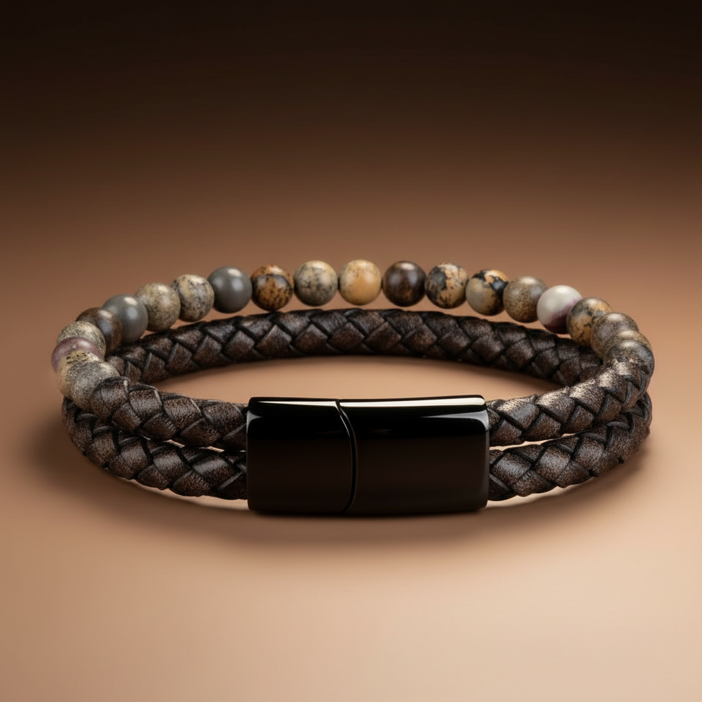 StoneCraft Leather Braided Bracelet