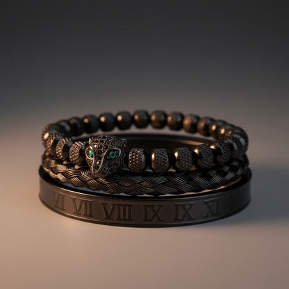 Leopard Head 3pcs/set Stainless Steel Bracelet
