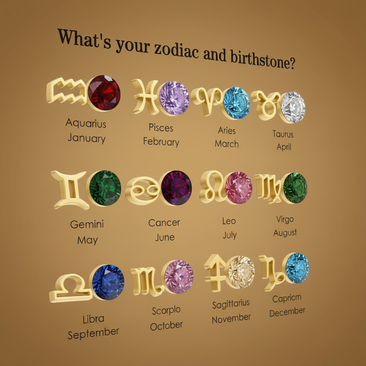Zirconia Birthstone and Zodiac Stainless Steel Necklace