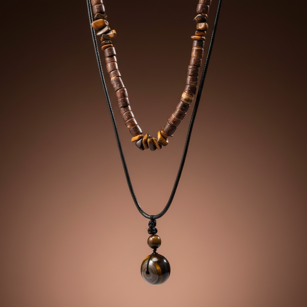 Vintage Stone Duo Necklace Set